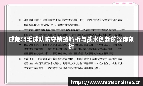 成都羽毛球队防守策略解析与战术创新的深度剖析